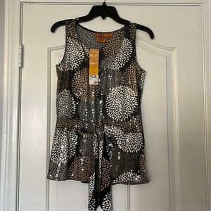Tory Burch gorgeous luxury silk sequin tank shell top.
